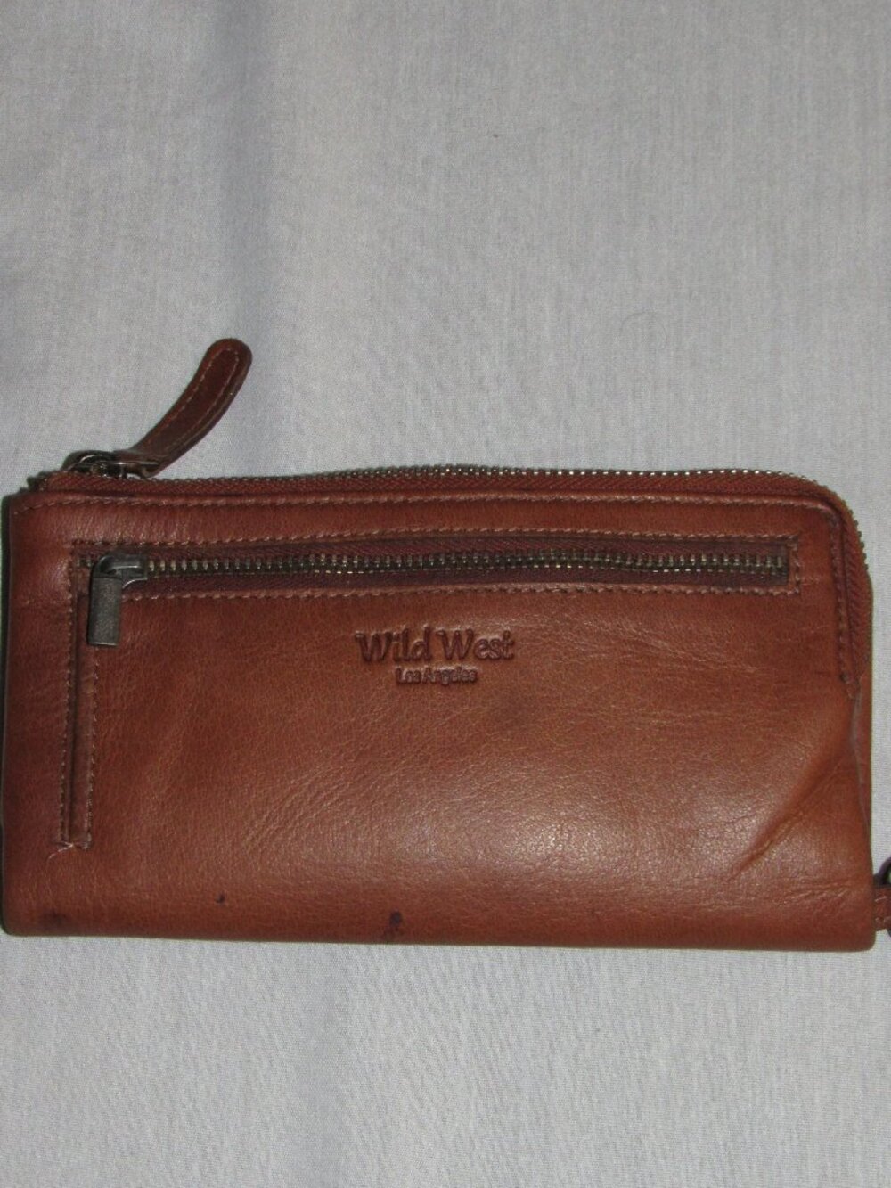 WILD WEST Los Angeles Cognac Chestnut Leather Bifold Wallet Card Slots